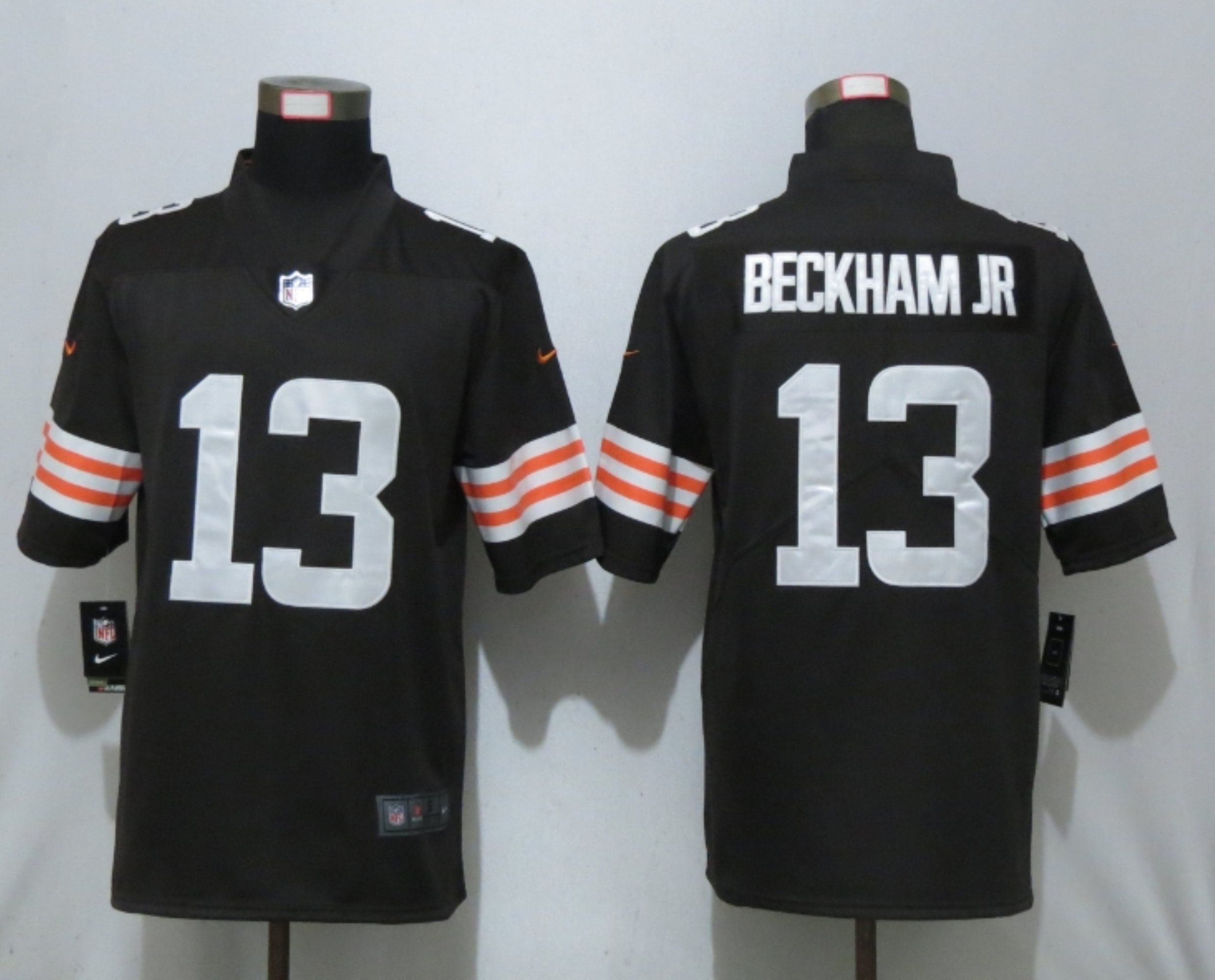 Men New Nike Cleveland Browns 13 Beckham jr Brown Vapor Limited Player Jersey